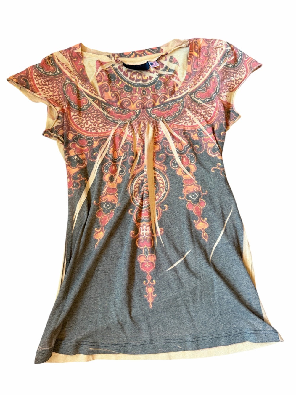 Y2K Boho Paisley Graphic short sleeve Fall Perfect M